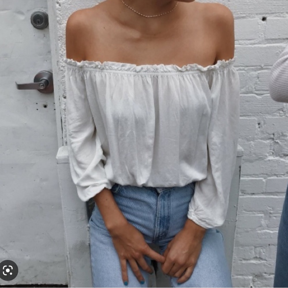 Brandy Off the Shoulder White Maura Top